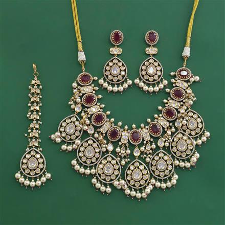 Kundan Pearl Necklace Set With Victorian Plating