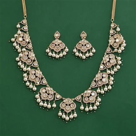 Kundan Pearl Necklace Set With Carat Plating