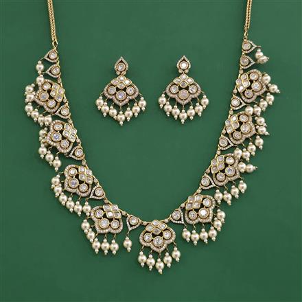 Kundan Pearl Necklace Set With Victorian Plating