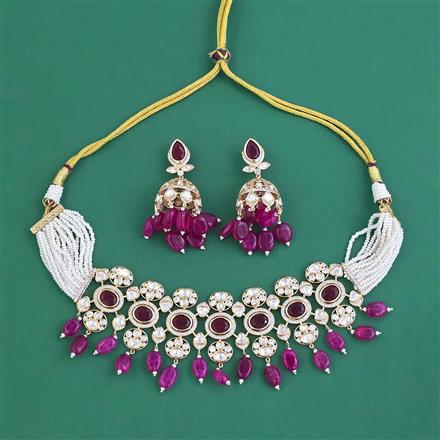 Kundan Pearl Necklace Set With Carat Plating