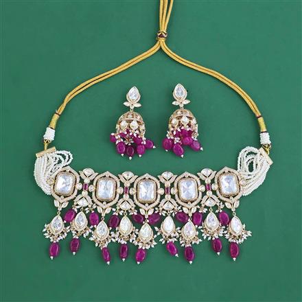 Kundan Pearl Necklace Set With Carat Plating