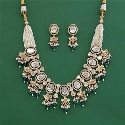 Kundan Pearl Necklace Set With Carat Plating