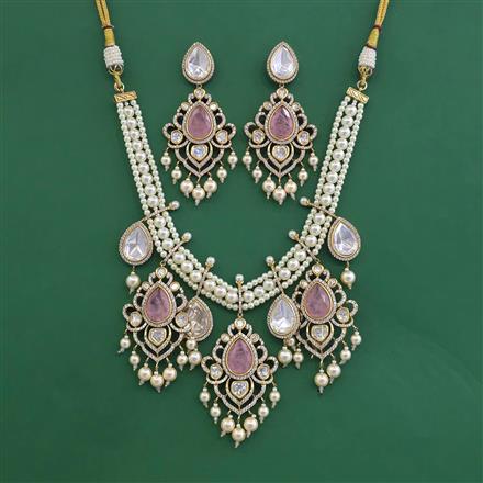 Kundan Pearl Necklace Set With Victorian Plating