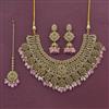 Antique Pearl Necklace Set With Mehndi Plating