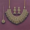 Antique Pearl Necklace Set With Mehndi Plating