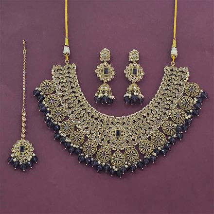 Antique Pearl Necklace Set With Mehndi Plating
