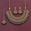 Antique Pearl Necklace Set With Mehndi Plating