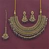Antique Pearl Necklace Set With Mehndi Plating