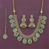 Antique Moti Necklace Set With Mehndi Plating