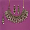 Antique Moti Necklace With Mehndi Plating