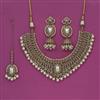Antique Moti Necklace With Mehndi Plating