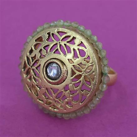 Antique Adjustable Ring With Mehndi Plating