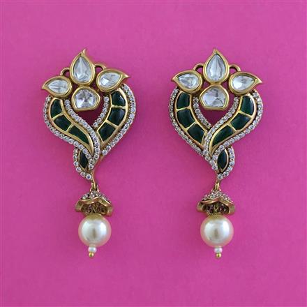 Kundan Moti Earring With Victorian Plating