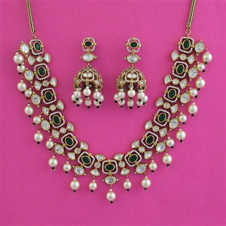 Kundan Moti Necklace With Victorian Plating