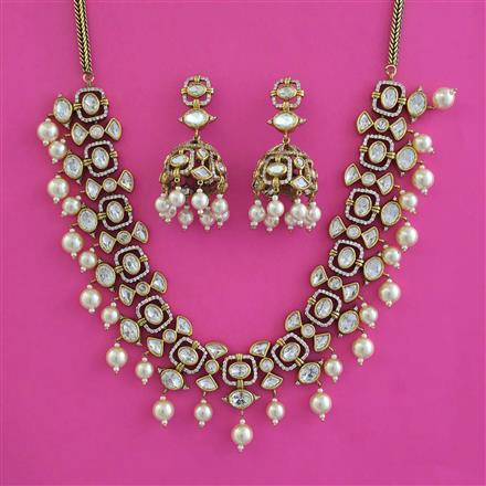 Kundan Moti Necklace With Victorian Plating