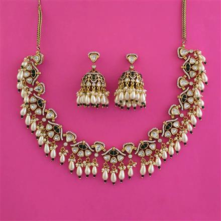 Kundan Moti Necklace With Victorian Plating