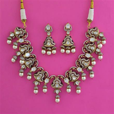 Kundan Moti Necklace With Victorian Plating