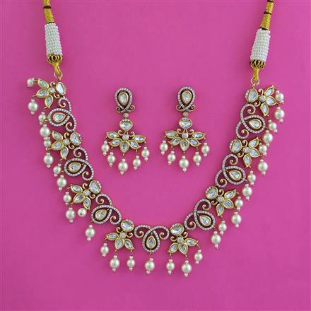 Kundan Moti Necklace With Victorian Plating