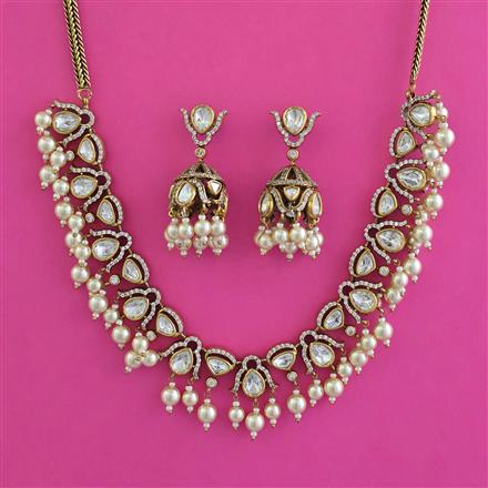 Kundan Moti Necklace With Victorian Plating