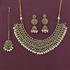Antique Pearl Necklace With Mehndi Plating