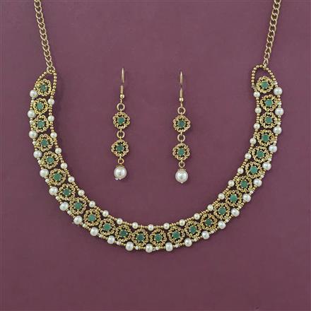 Antique Pearl Necklace With Mehndi Plating