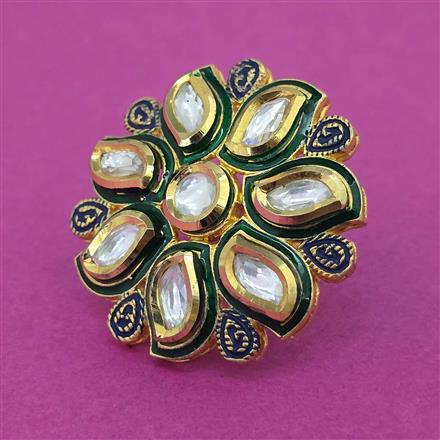 Kundan Adjustable Ring With Gold Plating