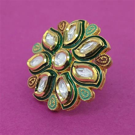 Kundan Adjustable Ring With Gold Plating