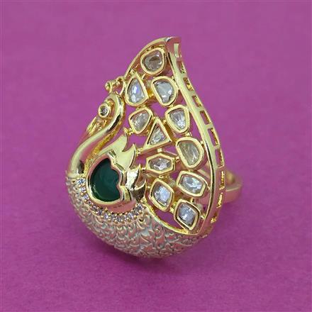 Kundan Adjustable Ring With Gold Plating