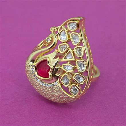 Kundan Adjustable Ring With Gold Plating