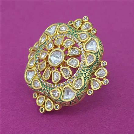 Kundan Adjustable Ring With Gold Plating