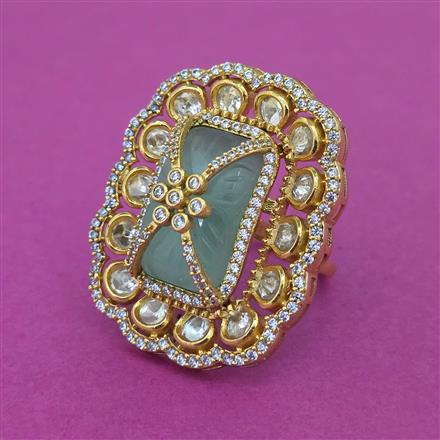 Kundan Adjustable Ring With Victorian Plating