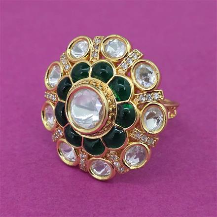 Kundan Adjustable Ring With Carat Plating