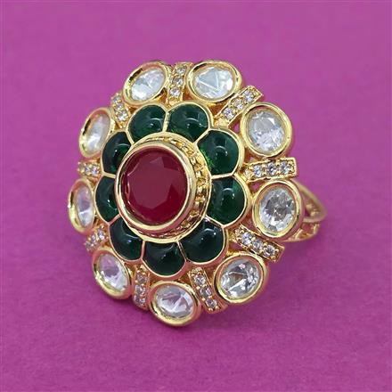 Kundan Adjustable Ring With Carat Plating
