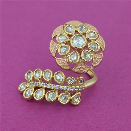Kundan Adjustable Ring With Gold Plating