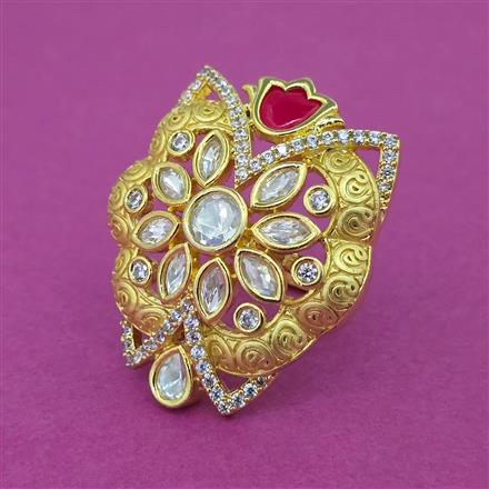 Kundan Adjustable Ring With Gold Plating