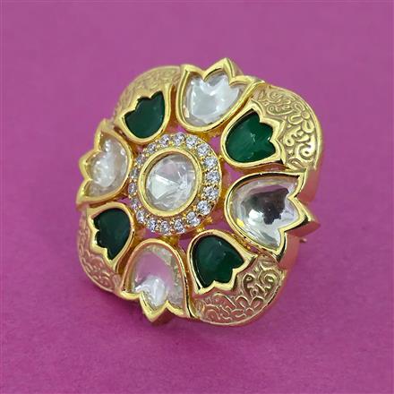Kundan Adjustable Ring With Gold Plating
