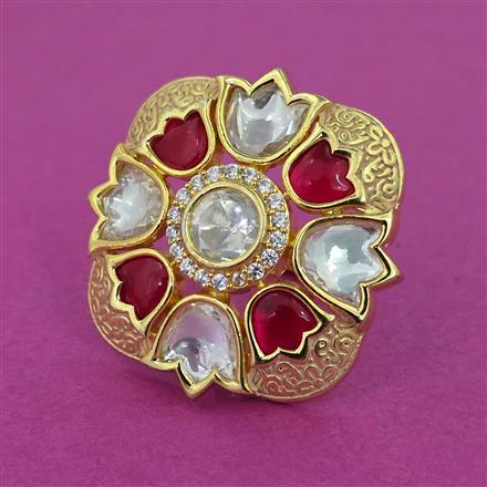 Kundan Adjustable Ring With Gold Plating