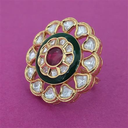 Kundan Adjustable Ring With Carat Plating