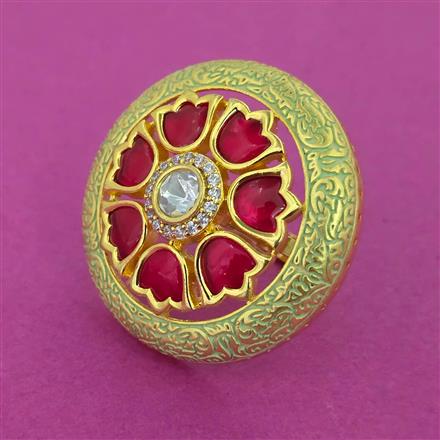 Kundan Adjustable Ring With Gold Plating