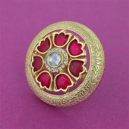 Kundan Adjustable Ring With Gold Plating