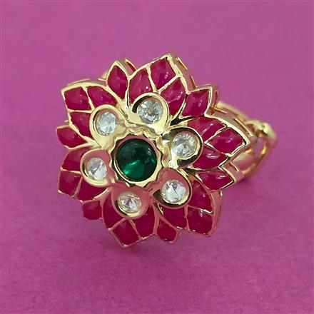Kundan Adjustable Ring With Gold Plating