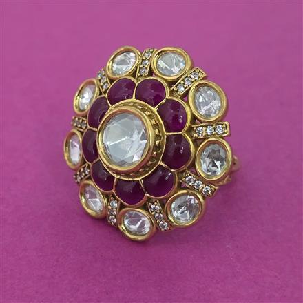 Kundan Adjustable Ring With Victorian Plating