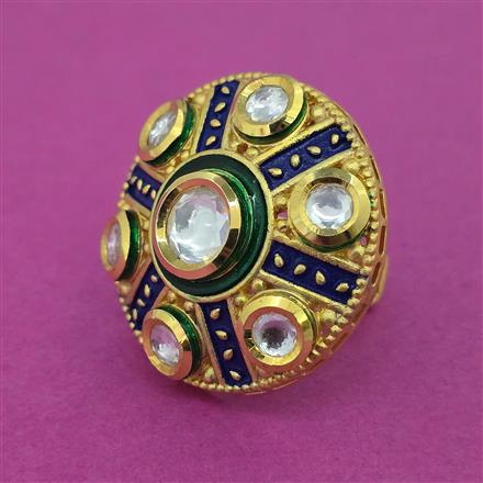 Kundan Adjustable Ring With Gold Plating
