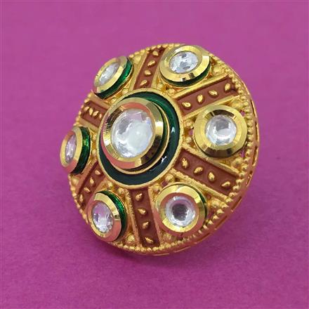 Kundan Adjustable Ring With Gold Plating