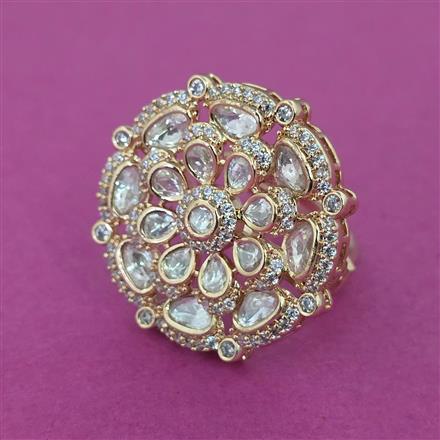 Kundan Adjustable Ring With Carat Plating