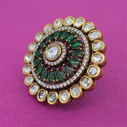 Kundan Adjustable Ring With Victorian Plating