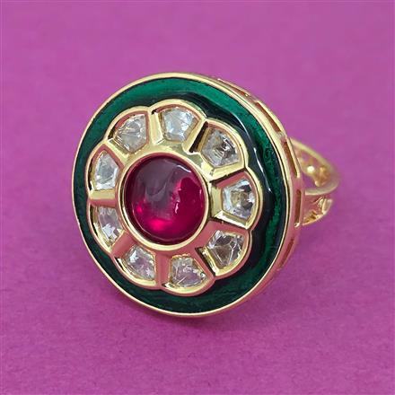 Kundan Adjustable Ring With Carat Plating