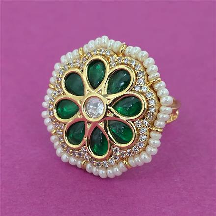 Kundan Adjustable Ring With Carat Plating