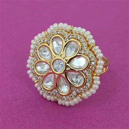 Kundan Adjustable Ring With Carat Plating