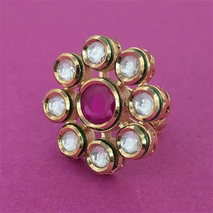 Kundan Adjustable Ring With Carat Plating